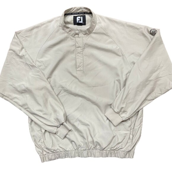 FootJoy Plum Hollow CC Golf Khaki Tan Pullover Windbreaker Men's Size Large - Picture 1 of 8